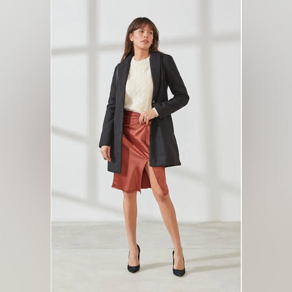 NWT Single Button Classic Black Coat